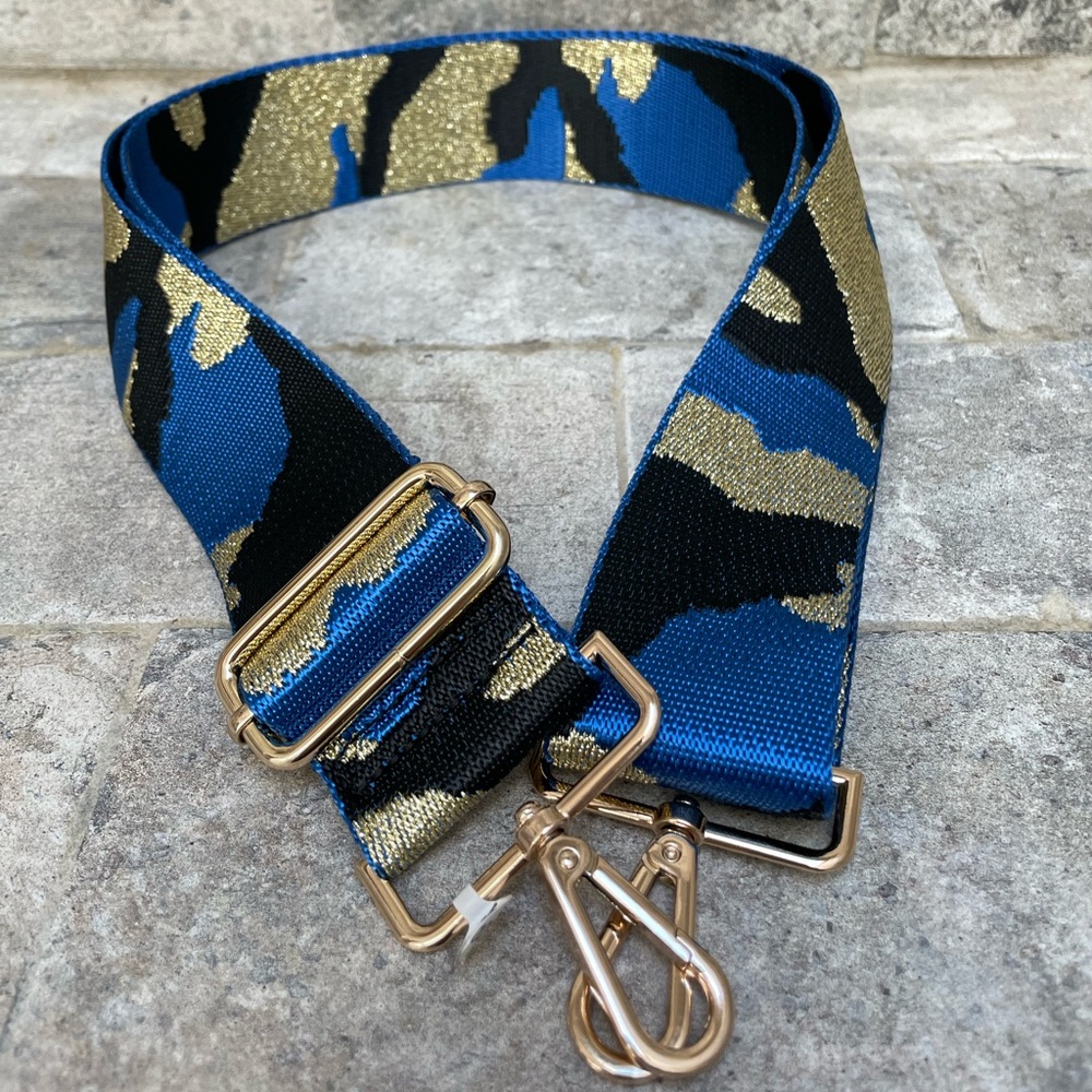❤️ ADJUSTABLE GUITAR STRAP FOR HANDBAGS PURSE BLUE CAMOUFLAGE NEW